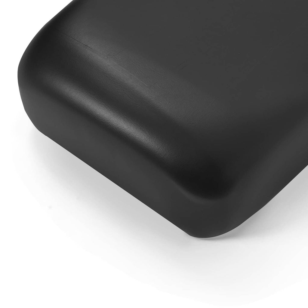 Black golf cart seat cushion with smooth, contoured top and vinyl-like texture