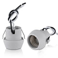 Grey E26 keyless porcelain light socket with heat-resistant housing and wire terminals