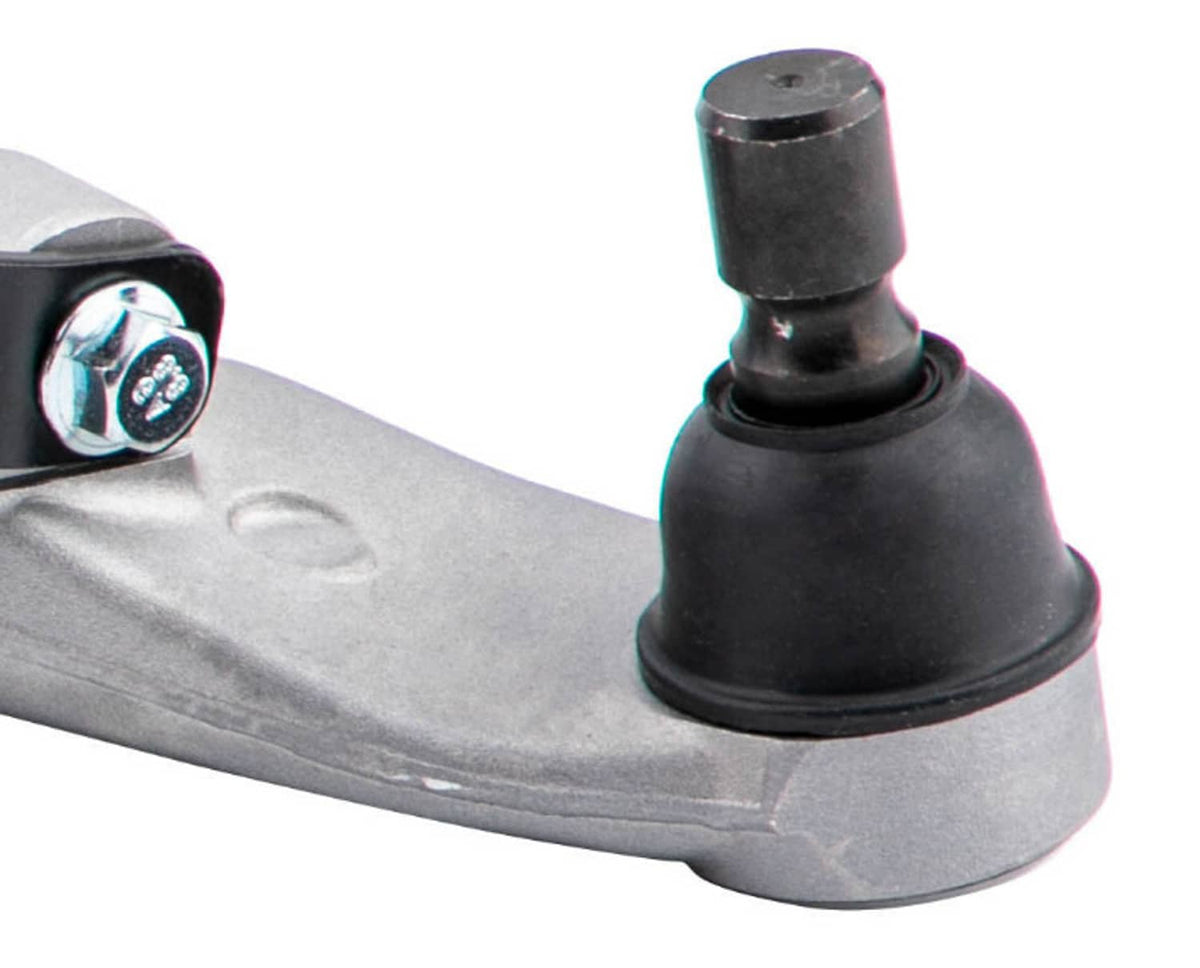 Front lower control arm ball joint with black rubber boot and mounting stud