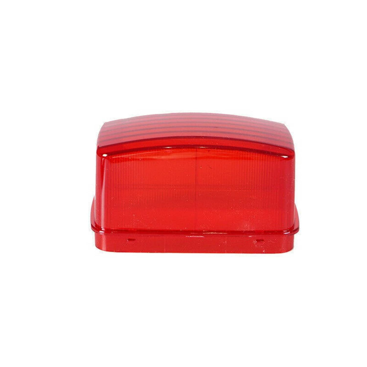 Red tail light lens top view with ribbed red cover