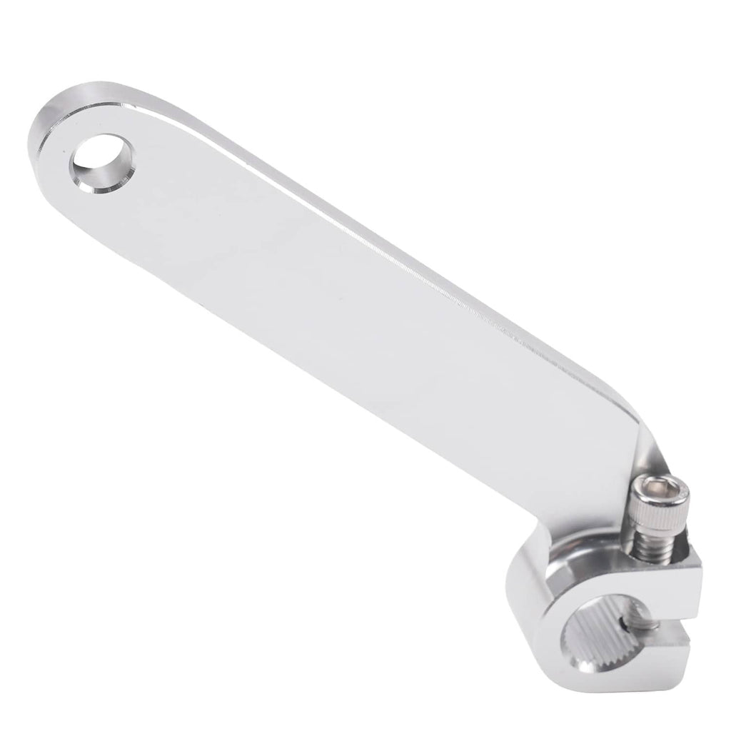 Polished metal shift lever arm with threaded stud and mounting hole
