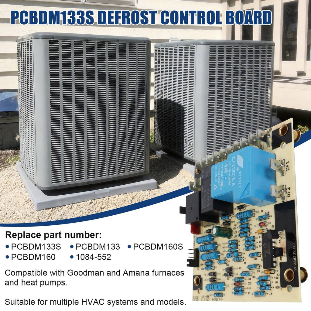 Defrost control board installed near outdoor heat pump unit with exposed circuit
