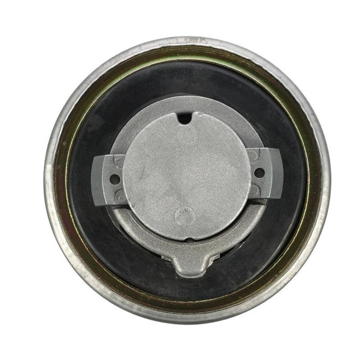 Fuel tank cap lock cover underside with circular lock mechanism