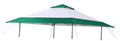Forest green and white canopy replacement top with peaked roof and corner seams