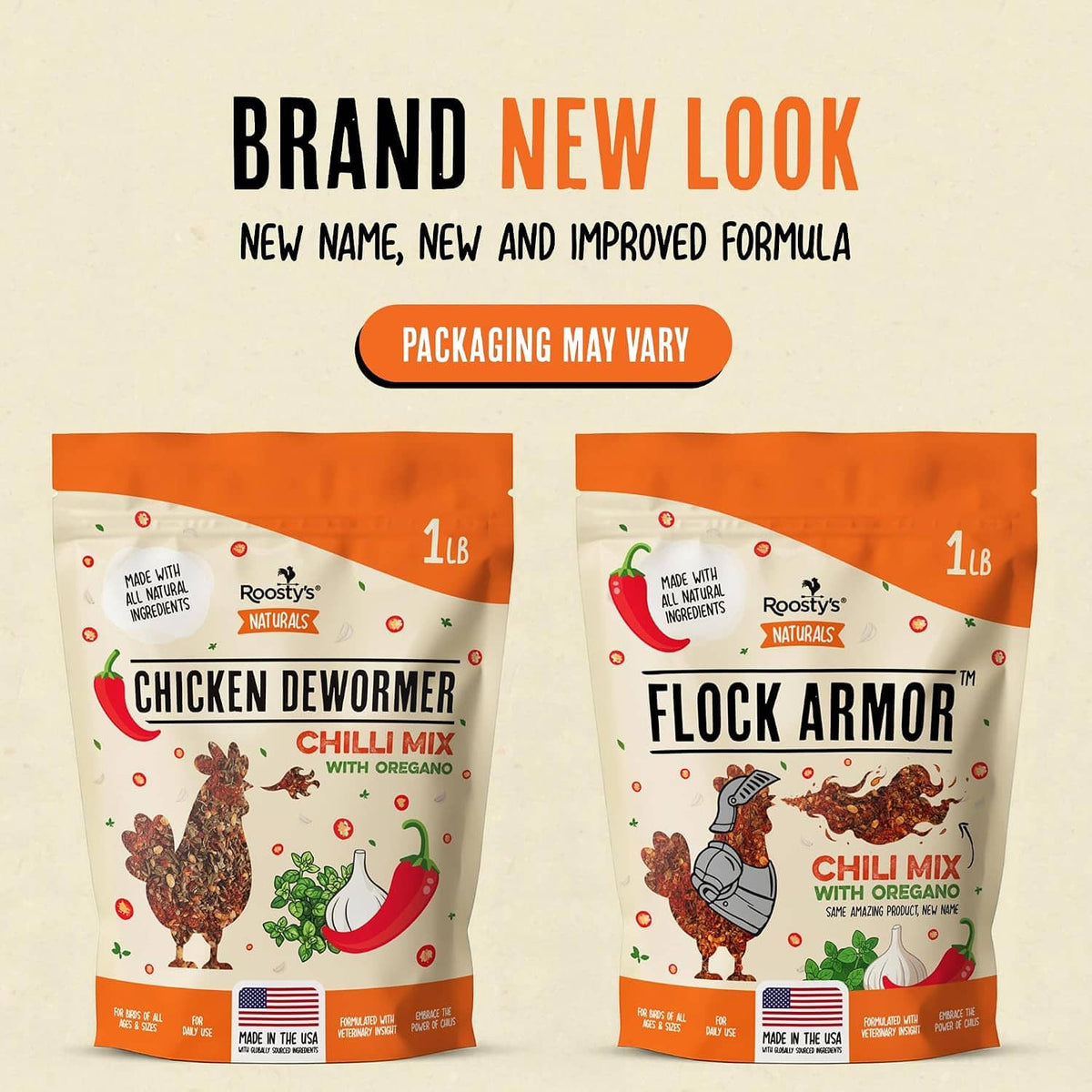 Flock Armor chili mix pouch pair, brand new look packaging, 1 lb each