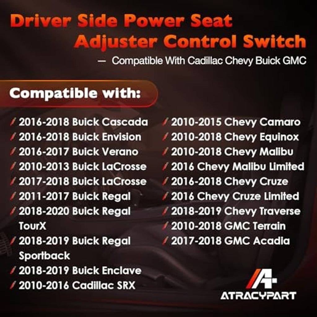 Driver-side power seat adjust control switch with pin terminals and socket