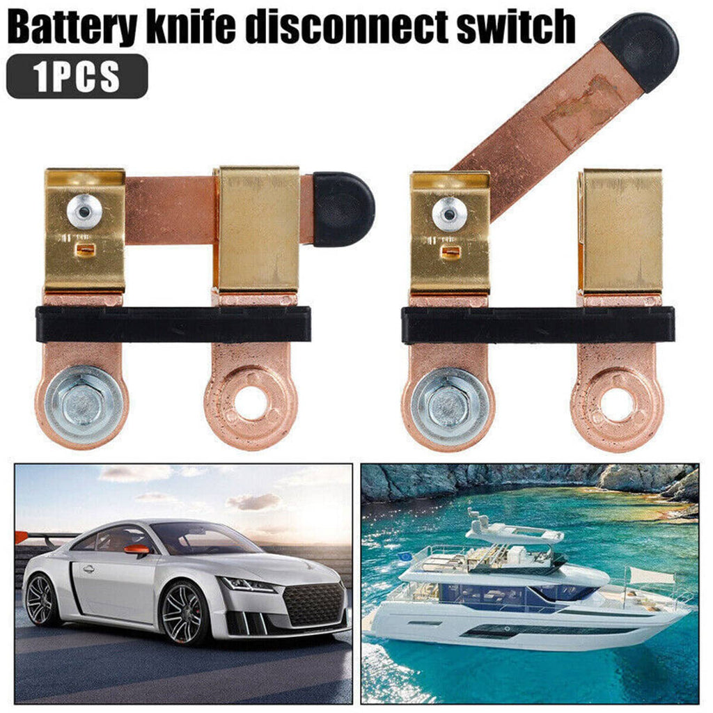 Battery disconnect switch with two terminal studs and copper blade contacts