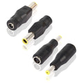 Two black DC power plug adapters with 8mm male and 5.5x2.1 female ends