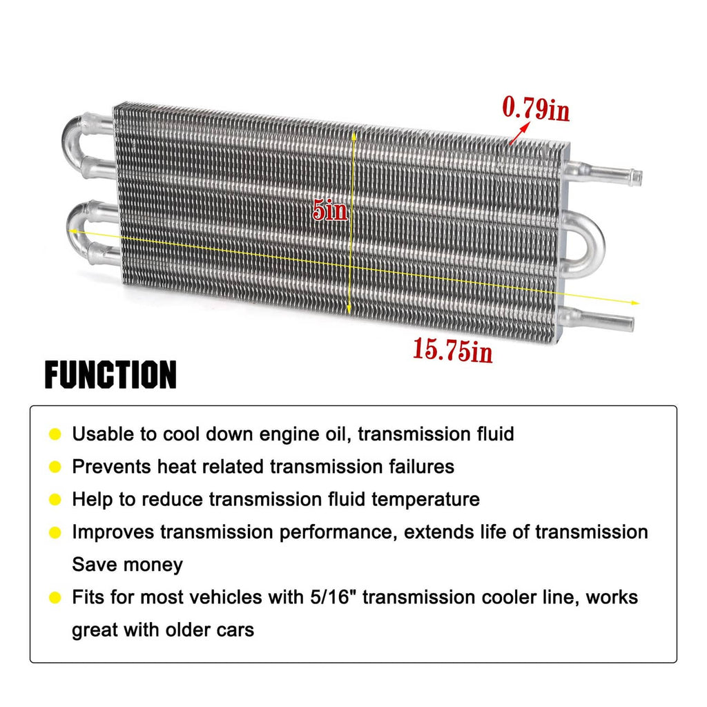 4-row aluminum oil cooler core with inlet and outlet fittings