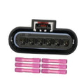 6-pin throttle body connector harness pigtail with black housing and terminal openings