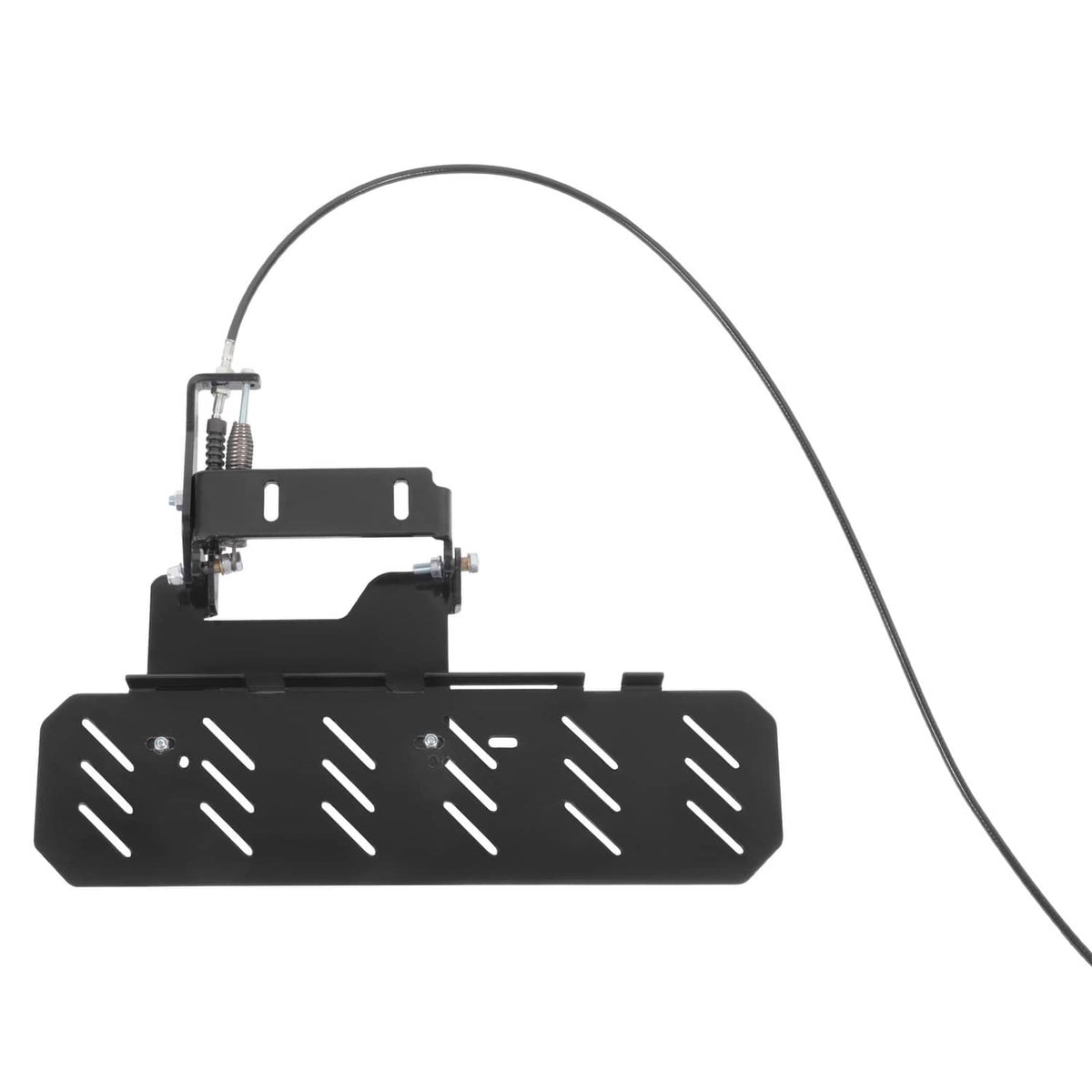 Black chute blocker deflector with spring mount and cable housing