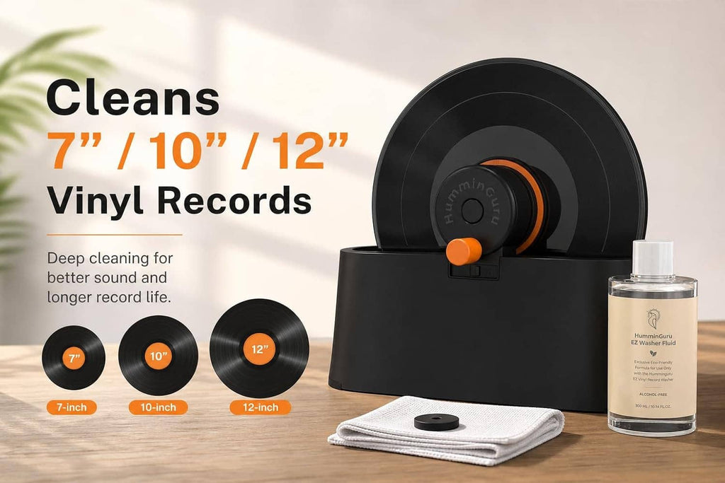 Vinyl record washer cleaning kit sized for 7, 10, and 12 inch records