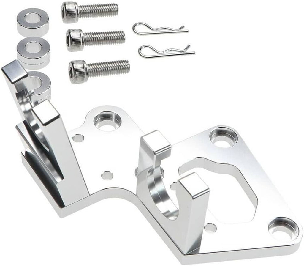 Stainless-finish trans shifter cable bracket, mounting plate with posts and fasteners