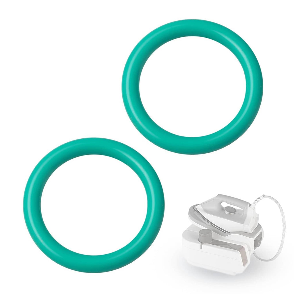 Green O-ring gasket seals for steam boiler cap, shown in two sizes with cap hardware