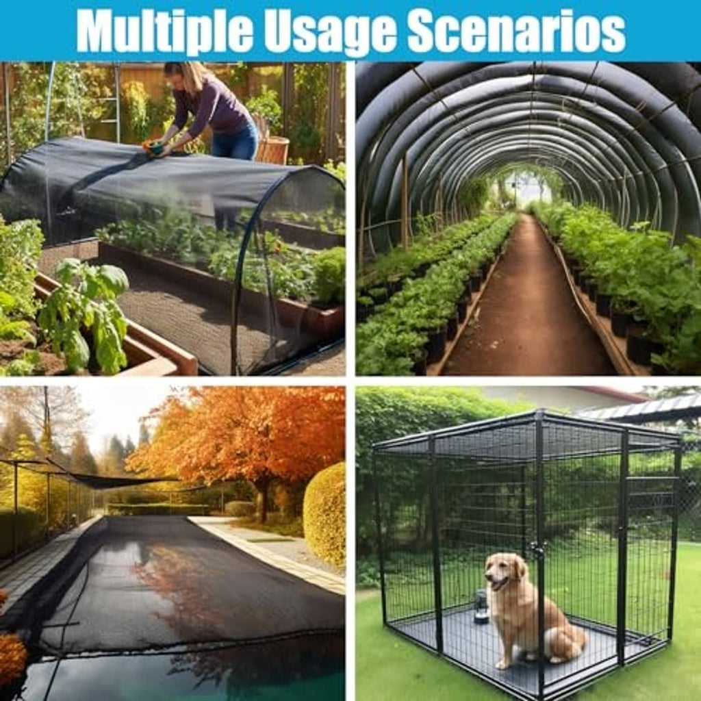 Black shade mesh used over outdoor structures and plant walkways