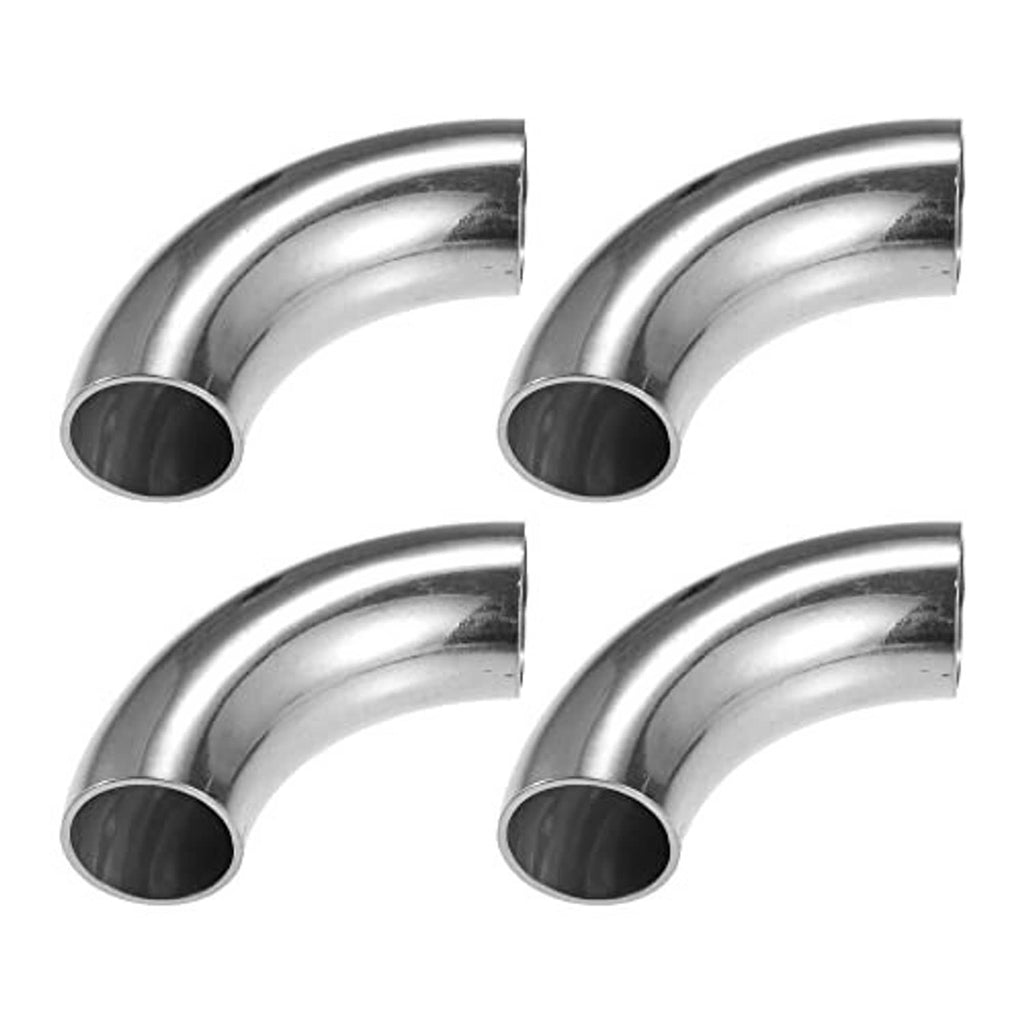 Four-piece stainless steel 90-degree elbow bend pipe set with mirror-like finish