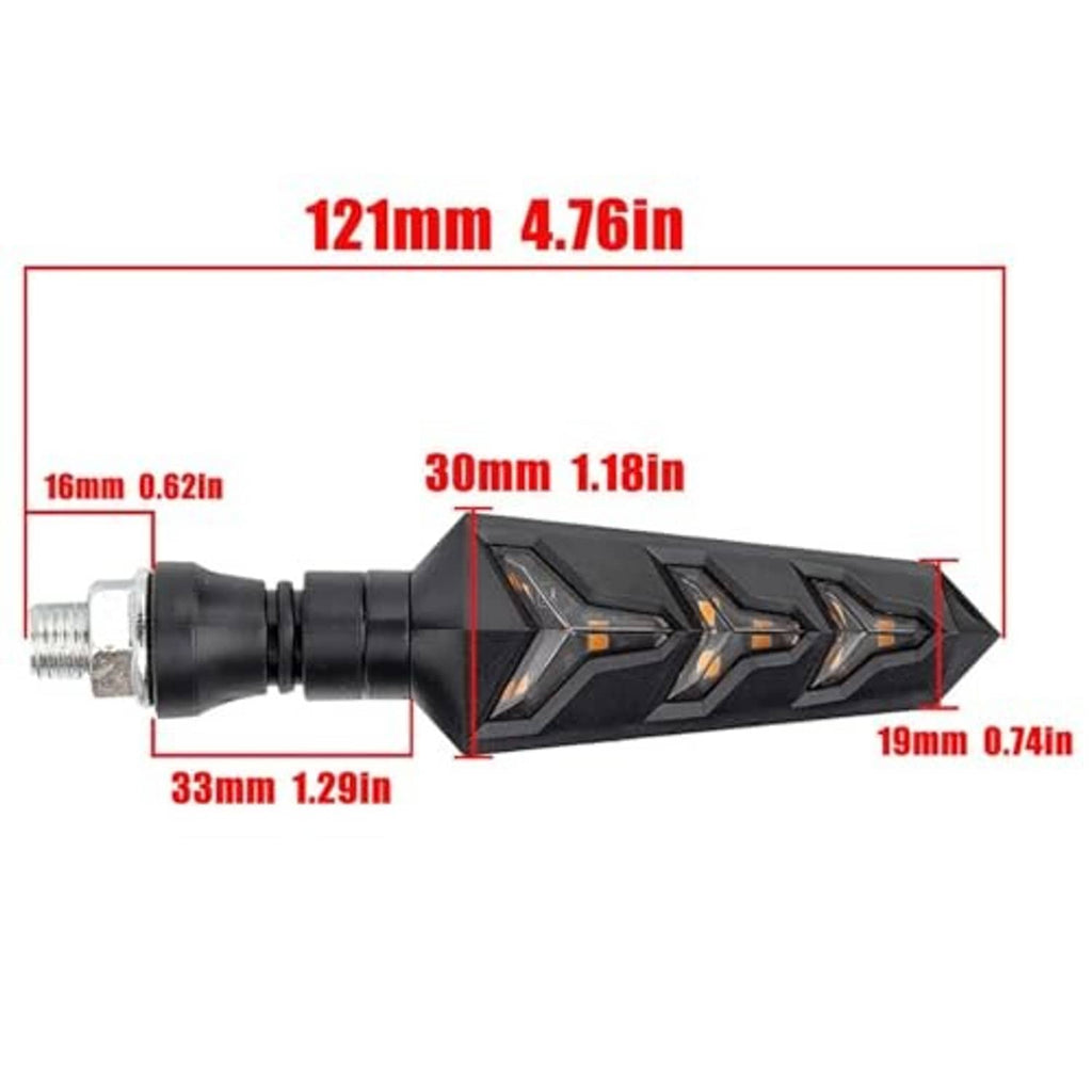 Y-shape LED turn signal bulb with labeled dimensions: 12mm, 33mm, 30mm, 19mm