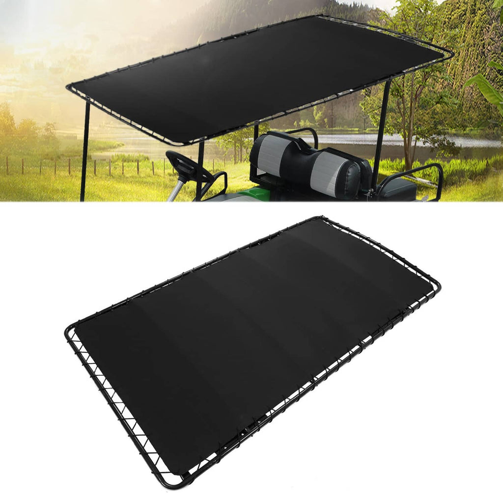 Black 85" golf cart roof sun top with metal frame for 4-seat carts