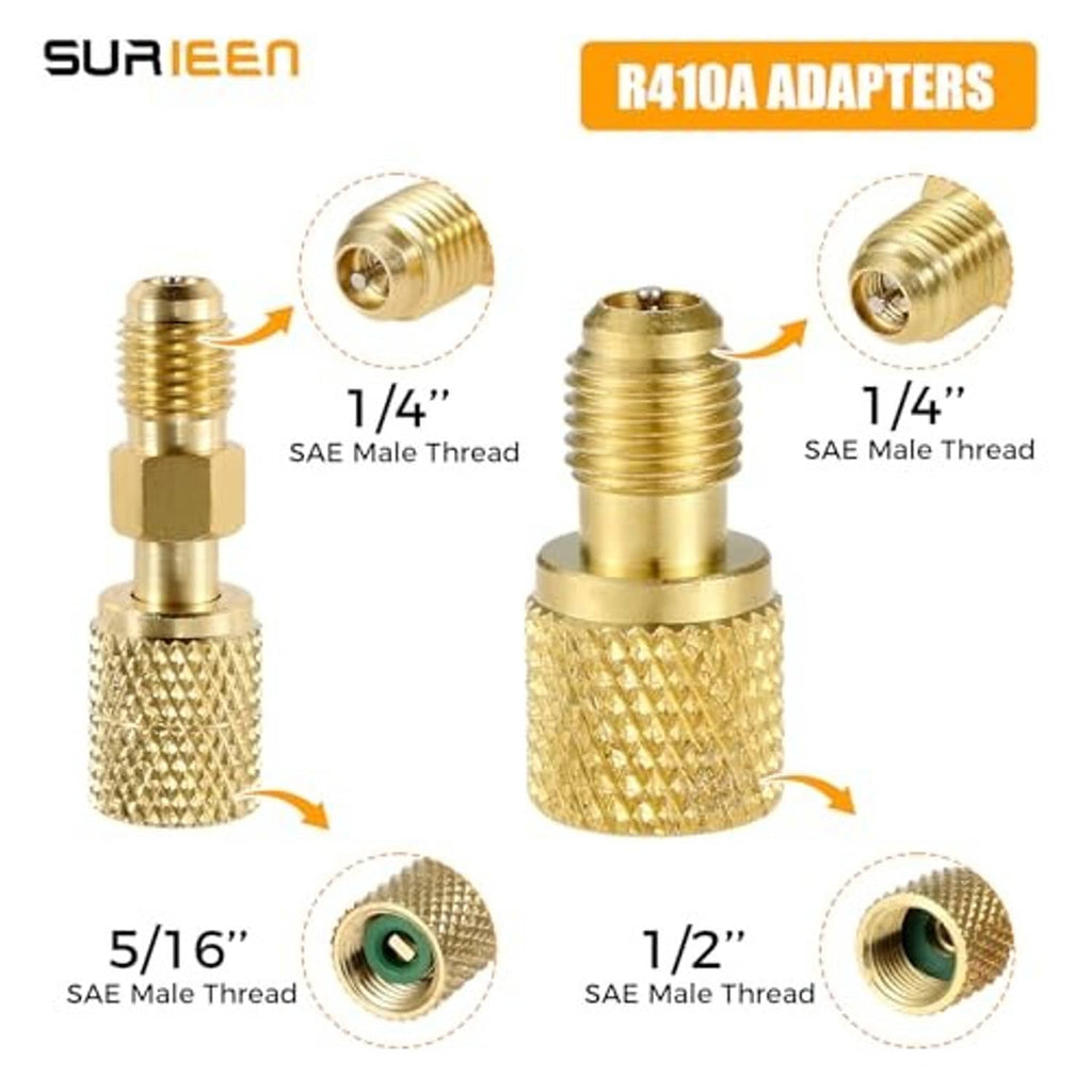 SAE adapter fittings set with 1/4 in male threads and brass connectors