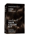Radiant hair color kit box for 5.5NNN dark brown with warm golden tones.