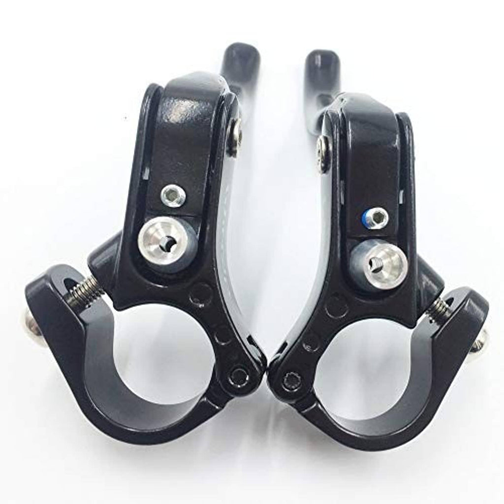 Black brake lever pair with clamp bolts and silver screws, 22.2mm road bike