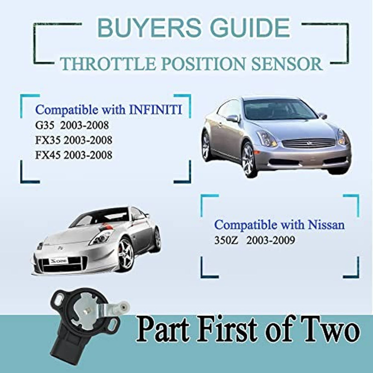 Throttle position sensor component with metal bracket and 3-pin connector