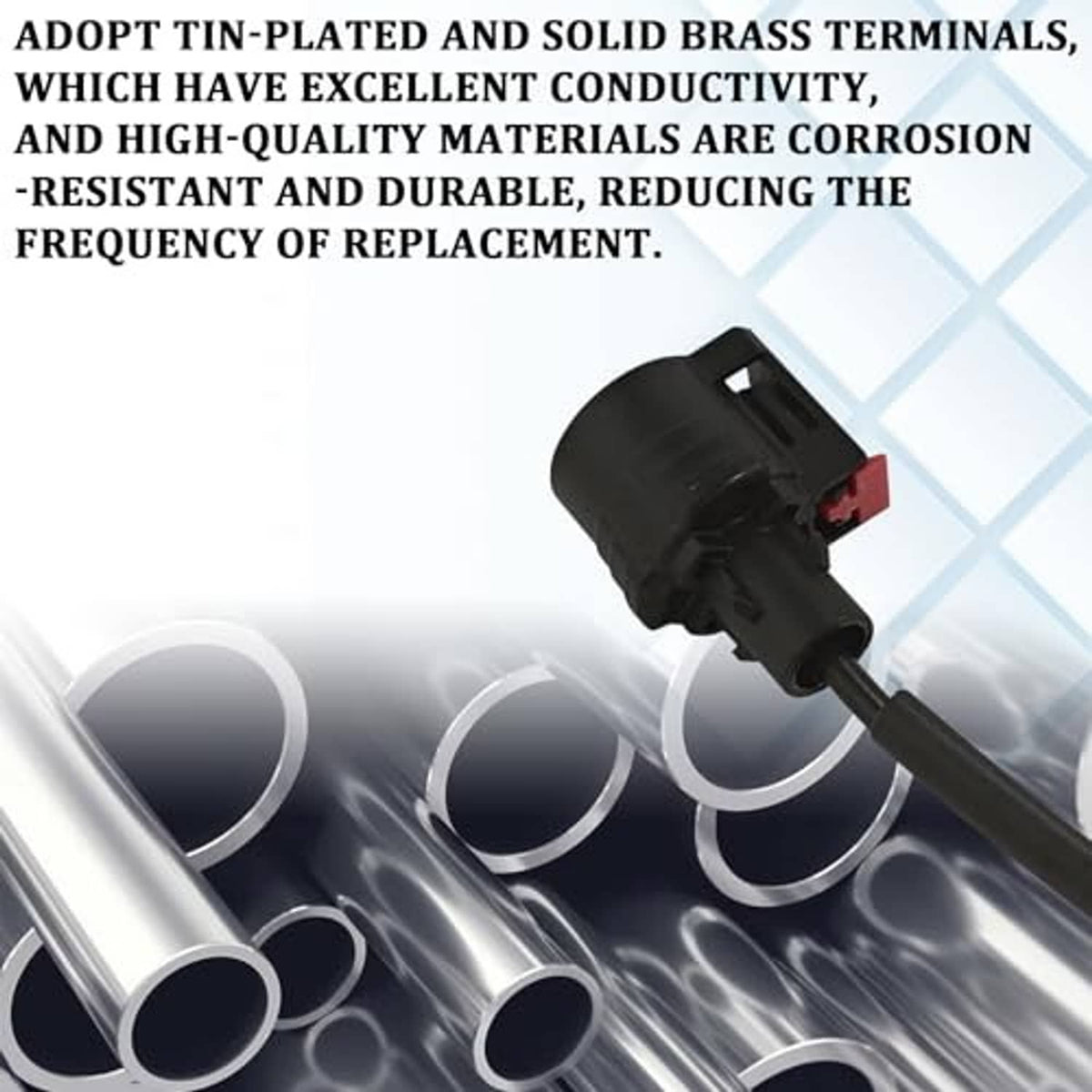 Starter pigtail connector plug with tin-plated brass terminals in black housing