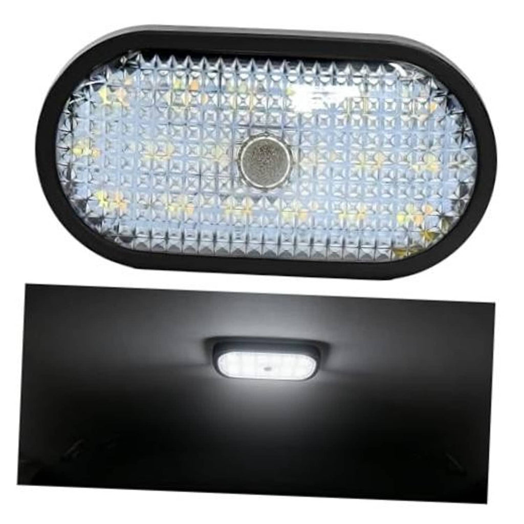 Oval car ceiling LED dome light with black housing and bright clear LED panel