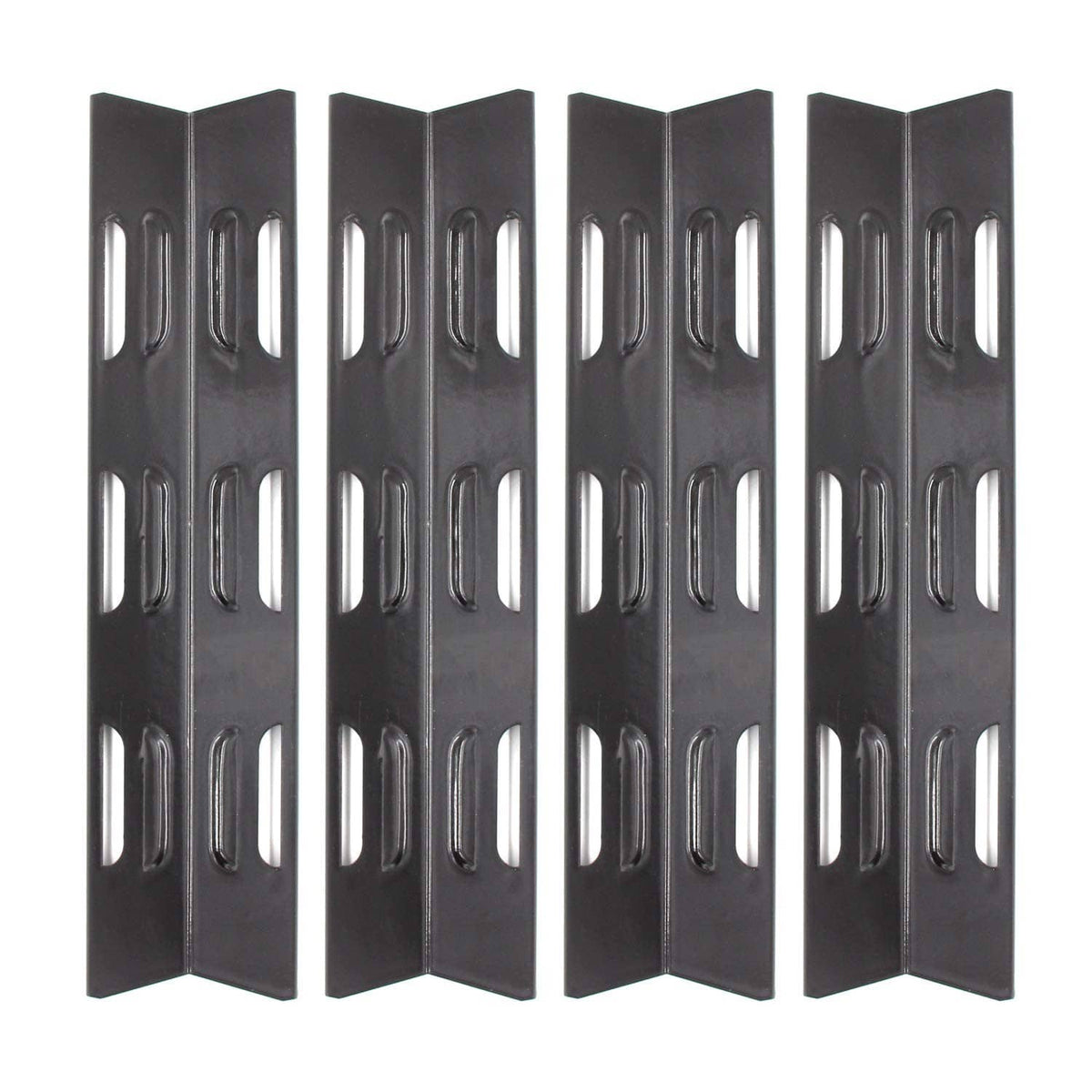 BBQ grill heat plates replacement, dark steel with vent cutouts (set of 4)