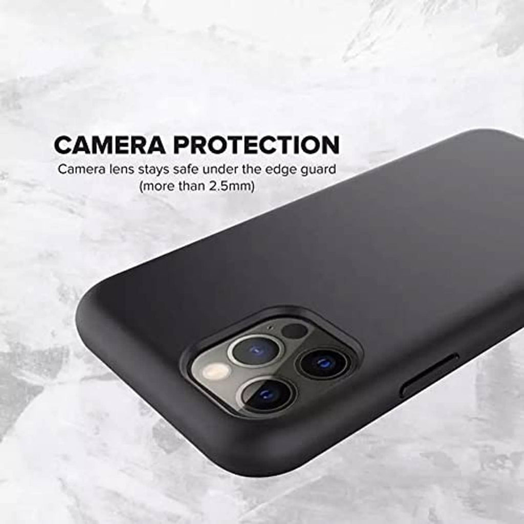 Matte black phone case with camera protection around the lens area