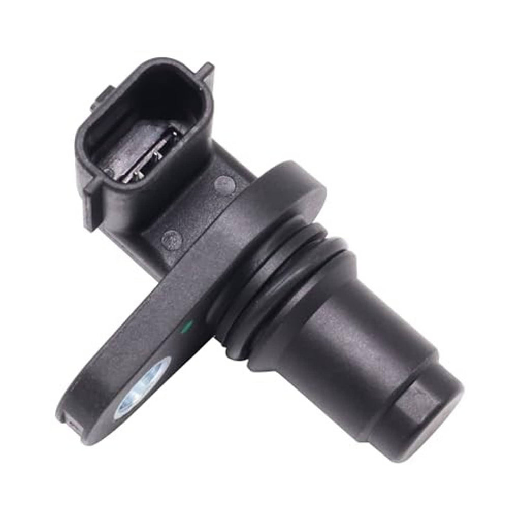 Camshaft position sensor with exposed connector pins and black plastic body