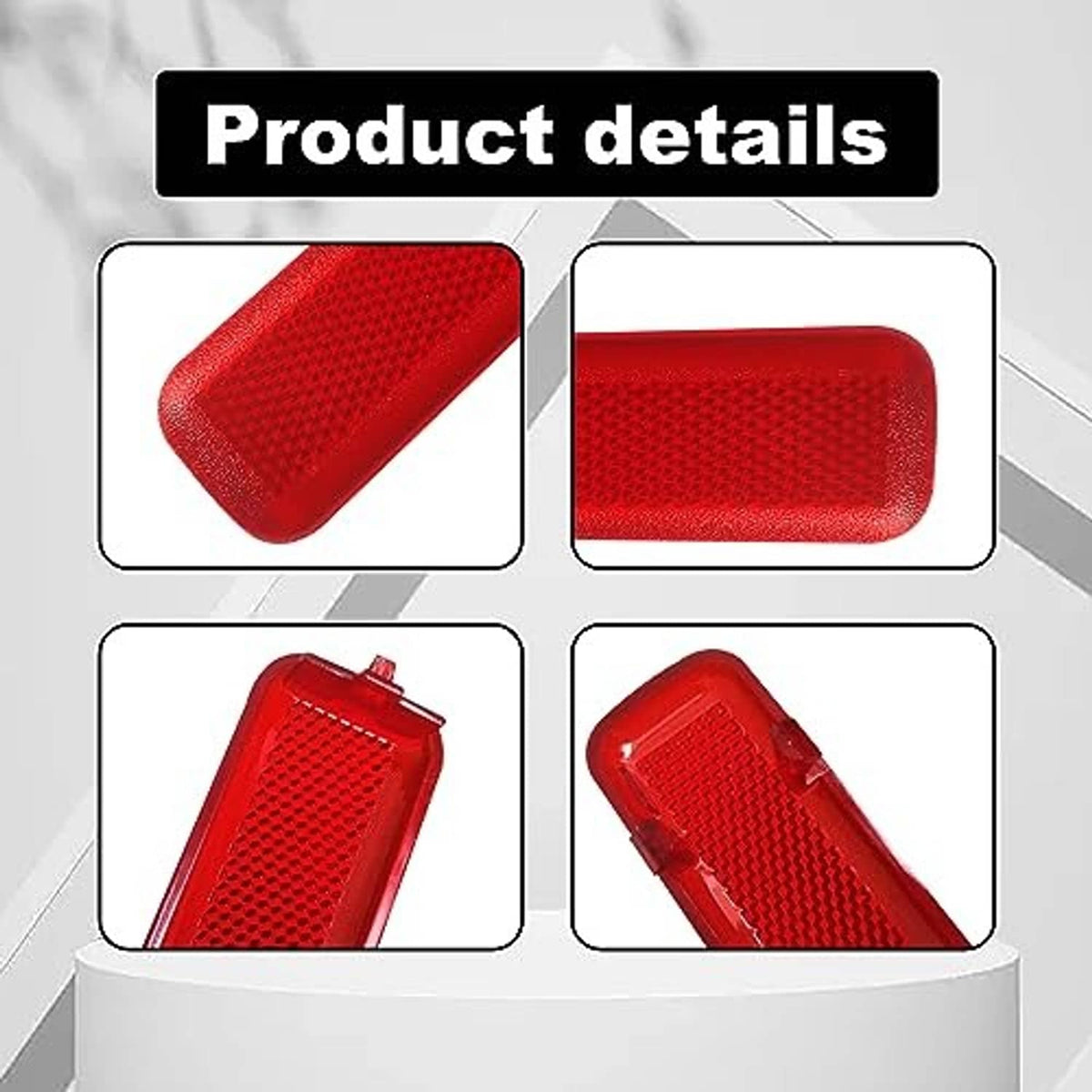 Red door reflector panel set showing textured lens surface and side profile