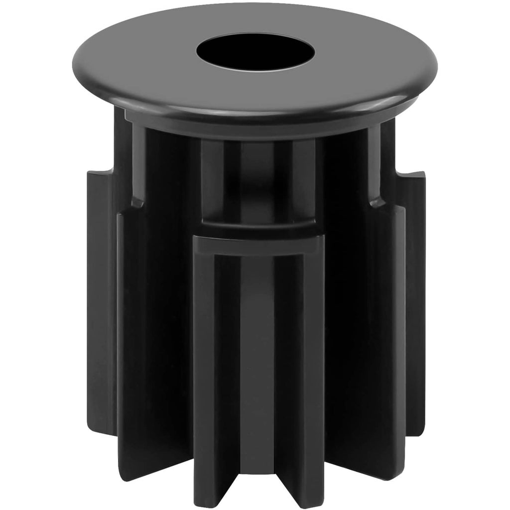 Black plastic boat seat base rod bushing adapter with central hole