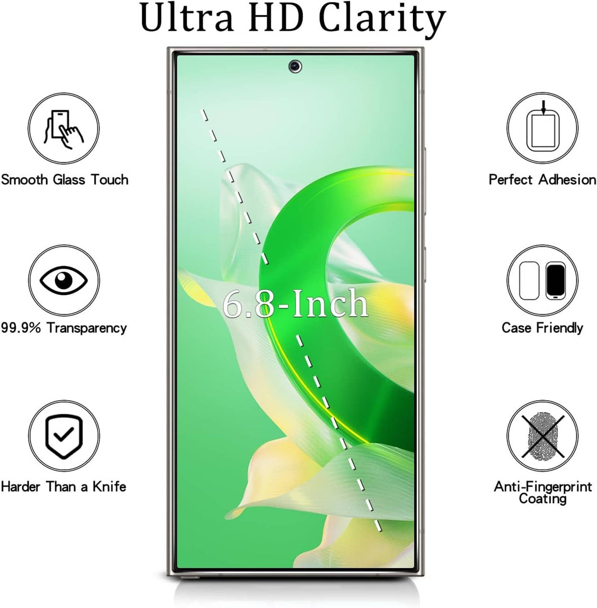 Tempered glass screen protector for phone display with alignment cutouts