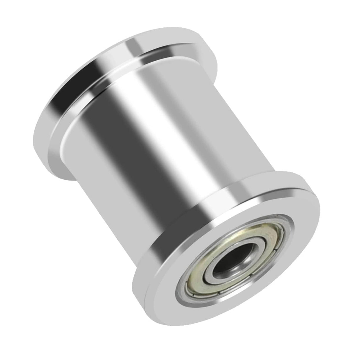 Mini bike chain tensioner roller assembly with bearing in silver metal housing