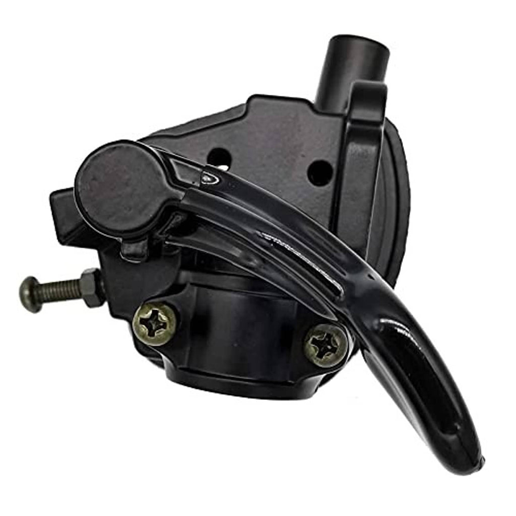 Black throttle control lever assembly with cable port and mounting screws