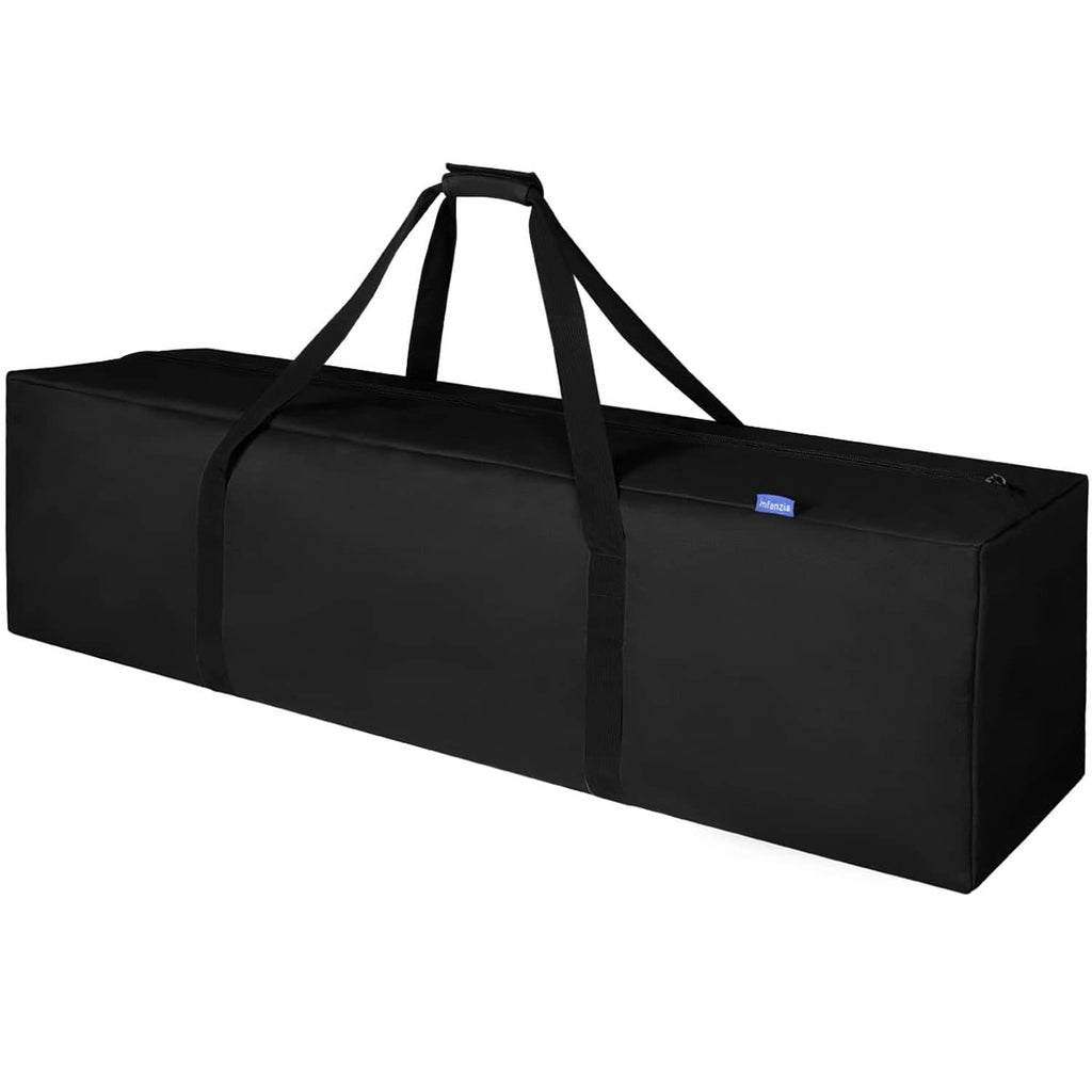 Black rectangular duffel bag with three top carry handles