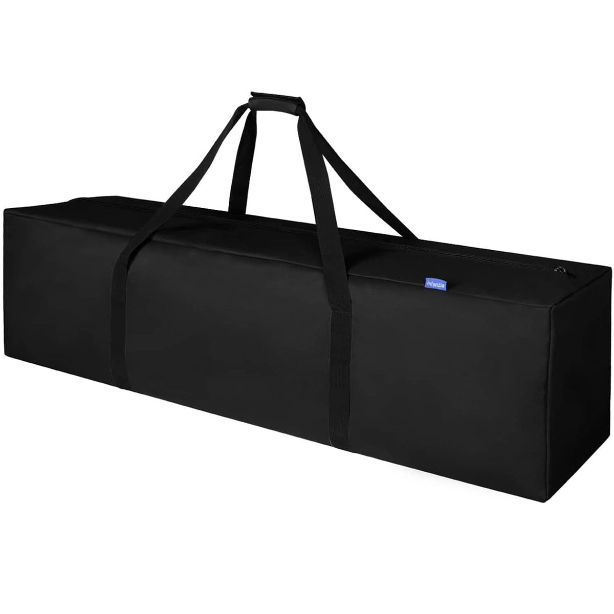 Black rectangular duffel bag with three top carry handles