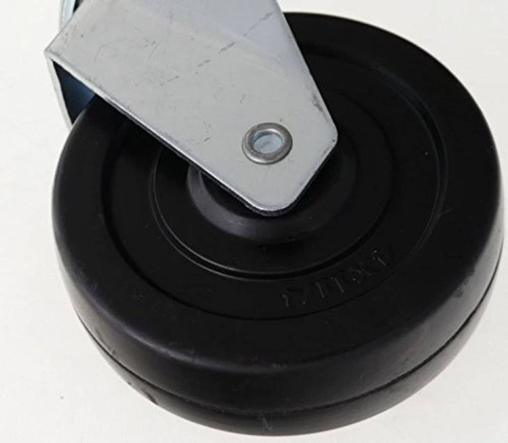 Black solid PVC caster wheel with steel pivot plate and center bolt