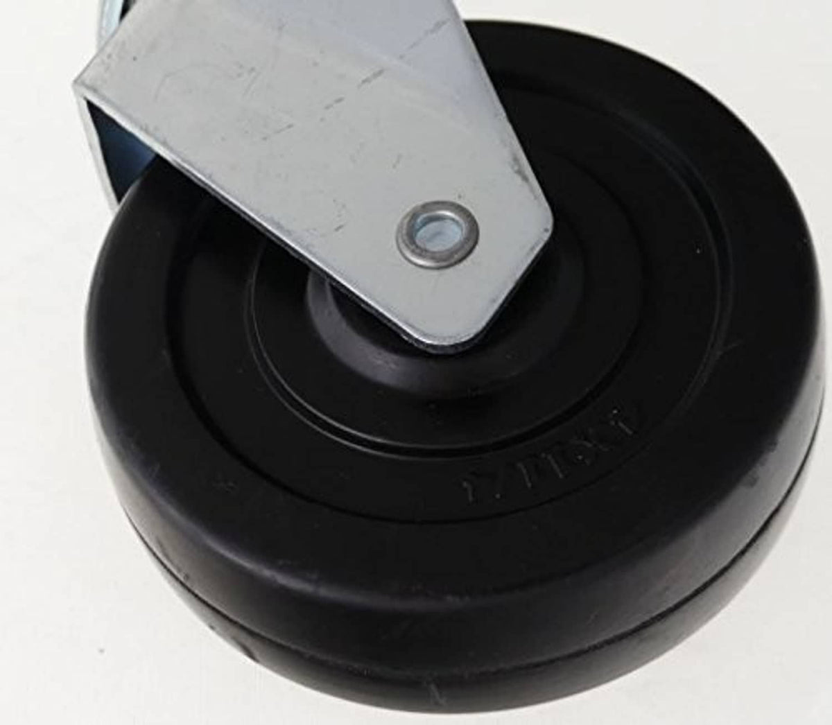 Black solid PVC caster wheel with steel pivot plate and center bolt