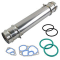 Stainless oil cooler kit cylinder with gaskets, seals, and O-rings (metal and green/black)