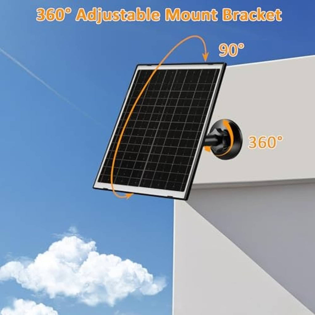 Solar panel charger on 360° adjustable mount bracket for outdoor mounting