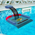 Star-spangled pool escape ramp with black mesh surface and red slide-style frame