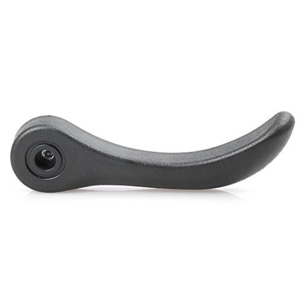 Dark gray recliner adjustment handle with circular mounting opening