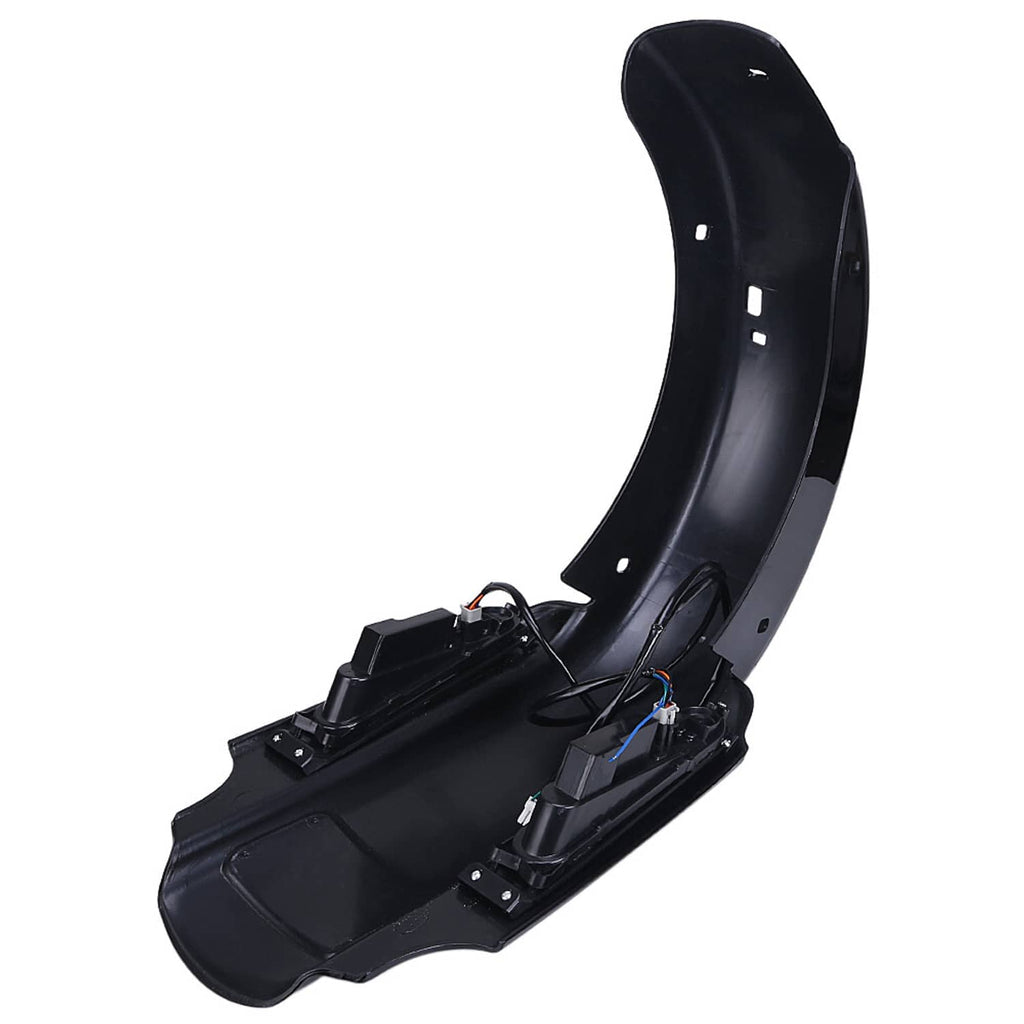 Black rear fender extension with underside mounting area and visible wiring