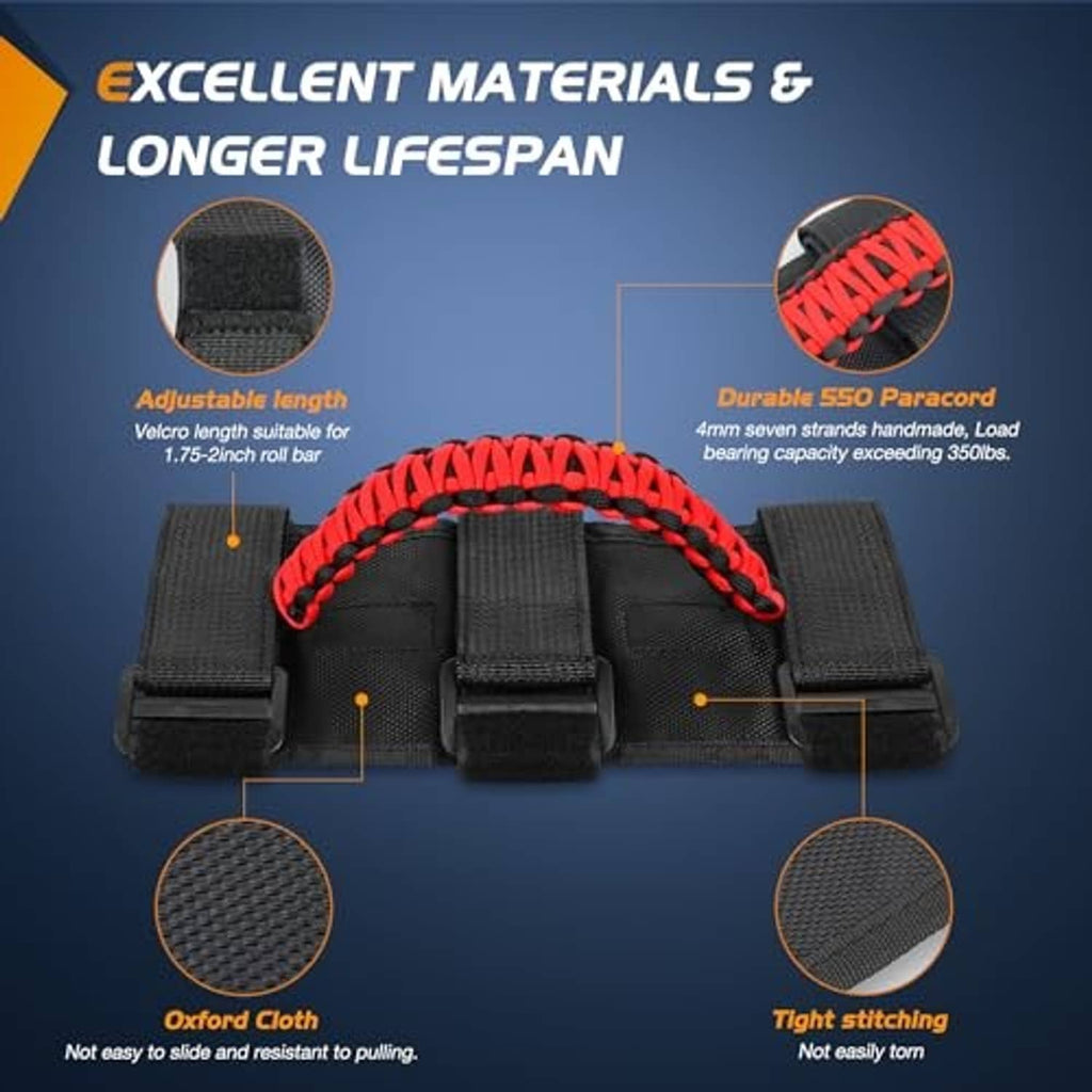 Black UTV dome light with grab handle strap, red paracord, and durable stitched fabric