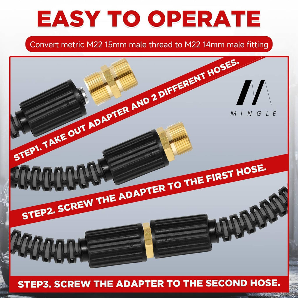 Brass thread adapter kit with ribbed couplers and black rubber hoses