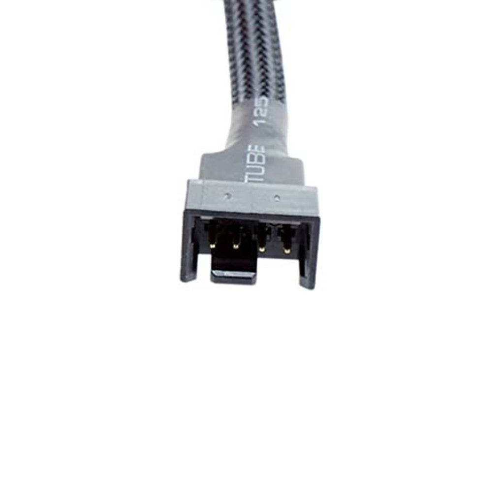 4-pin PWM female connector on black nylon braided splitter cable