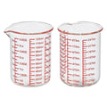 Clear V-shaped glass measuring cups with red 120 mL markings, pack of 2.
