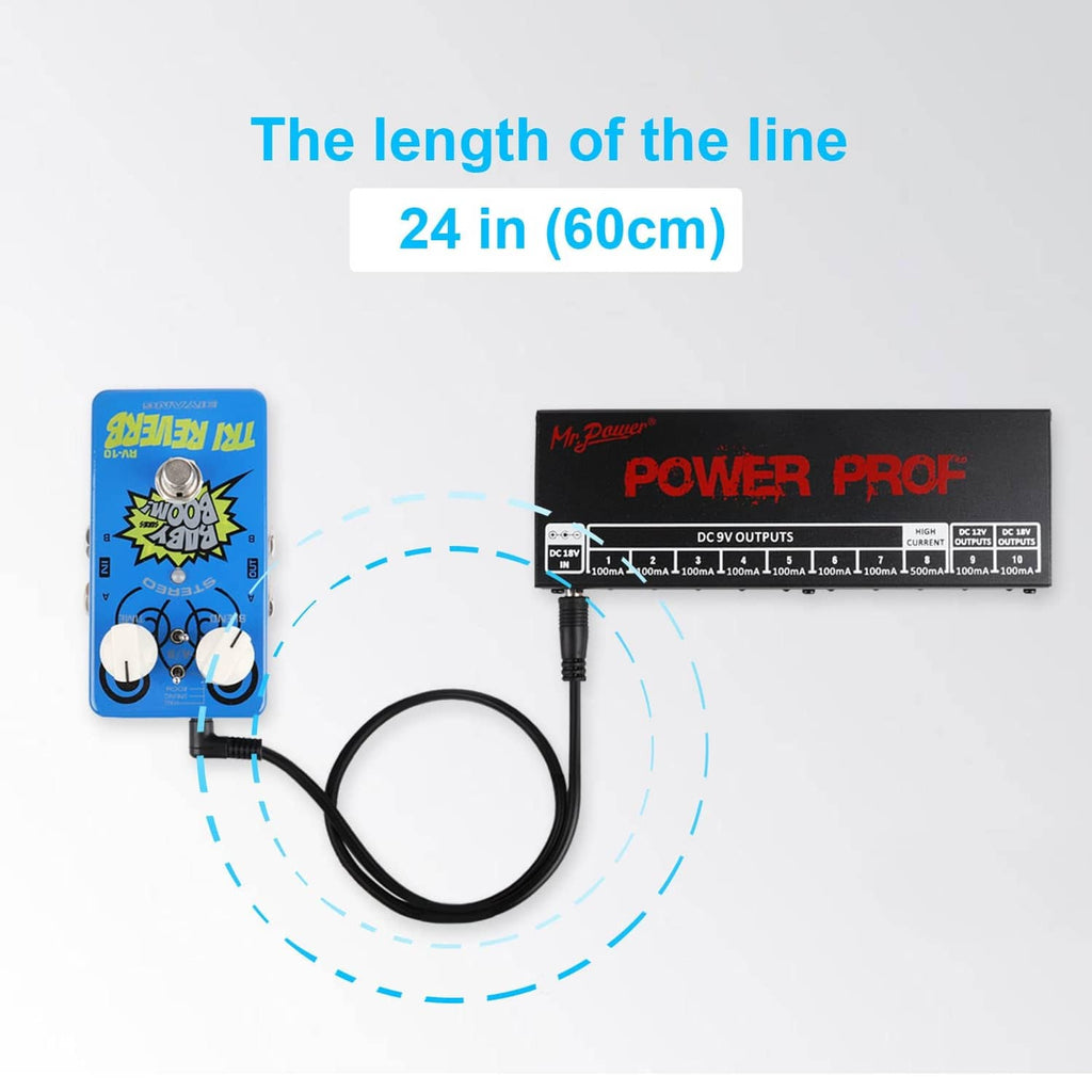 DC power lead cable, 24 in (60 cm) length, male barrel plug connector